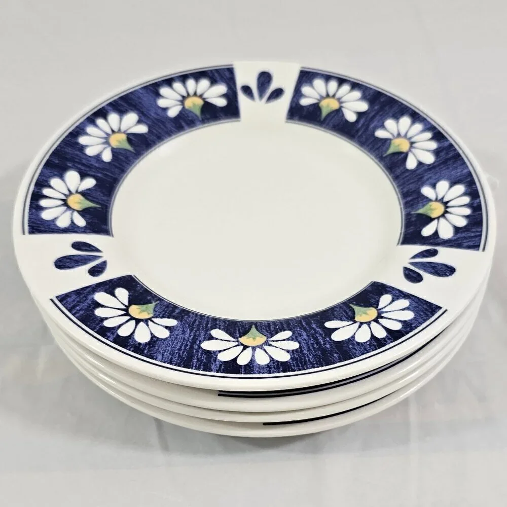 Oneida Spring Daisy Majesticware 6.5” Ceramic Dessert Bread Plates – Set of 4